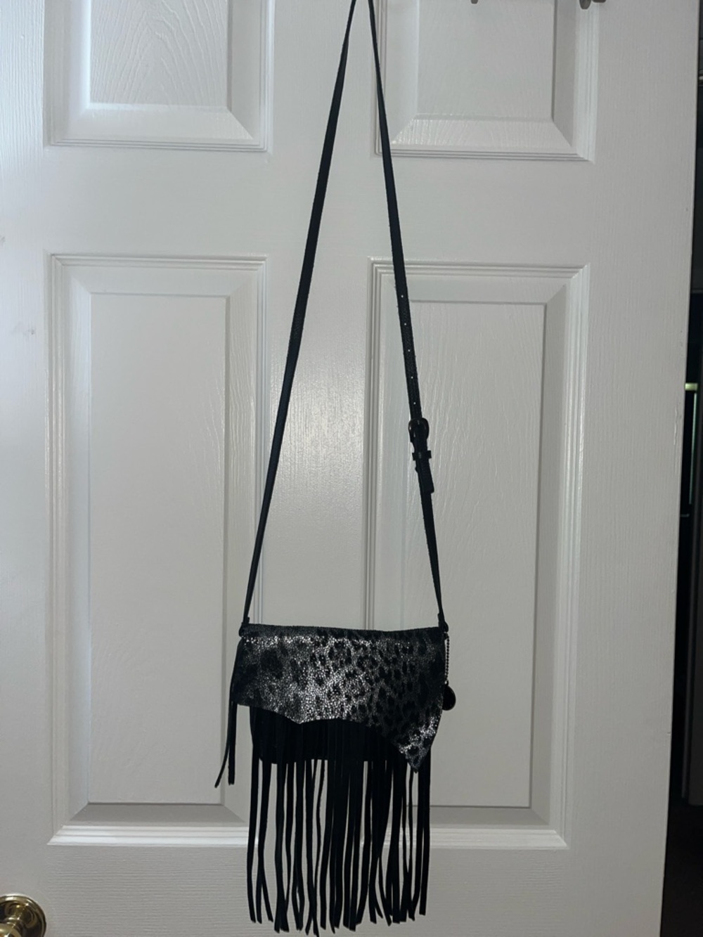 Leatherock Silver Leopard Fringe Crossbody - Picture 3 of 6